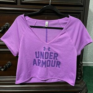 Under Armour Purple Mesh V‑Neck Crop Top